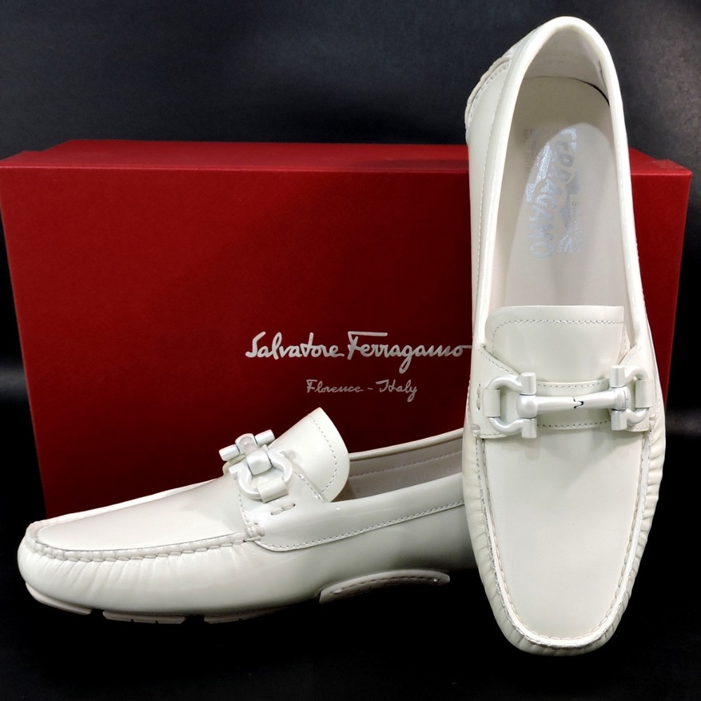 SALVATORE FERRAGAMO 🇮🇹 WHITE LEATHER COMFORT LOAFERS